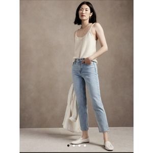 Banana Republic Premium Denim Mid-rise Straight Ankle Jeans, 29